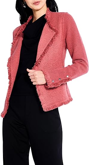 NIC+ZOE Women's Fringe Mix Knit Jacket