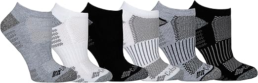 Columbia Womens Cropped Crew Pique Footbed Socks, 6 Pack