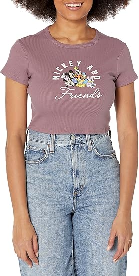 Disney Women's Mickey and Friends Group Crop T-Shirt