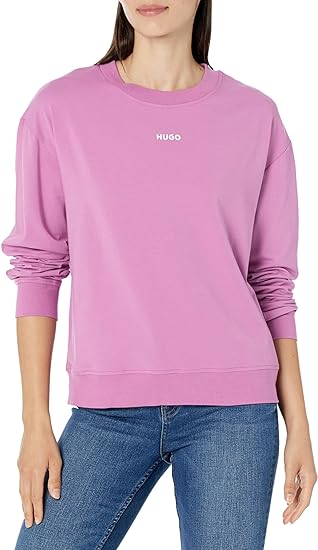 HUGO Women's Center Logo Relaxed Fit Jersey Sweatshirt