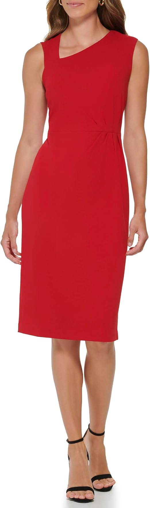 DKNY Women's Sleeveless Asymmetric Neck Scuba Crepe Dress