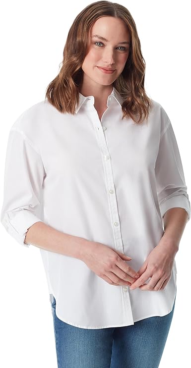 Gloria Vanderbilt Women's Amanda Button Down Shirt with Roll-tab Sleeves