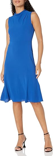 Maggy London Women's Sleeveless Cowl Neck Dress with Fluted Skirt Office Workwear