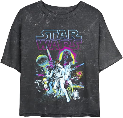 STAR WARS Neon Hope Women's Mineral Wash Short Sleeve Crop Tee