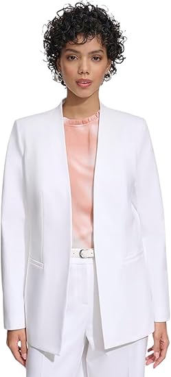 Calvin Klein Women's Stand Up Collar Open Front Structured Long Sleeve Jacket