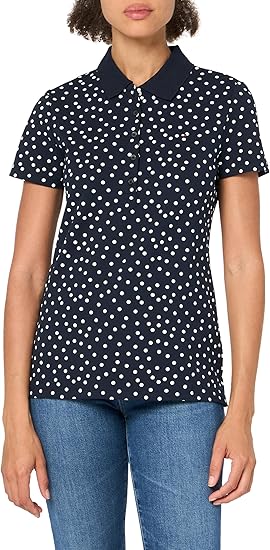 Tommy Hilfiger Women's Dot Print Quarter Button Polo Top