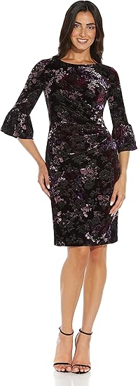 Adrianna Papell Women's Printed Velvet Burnout Sheath