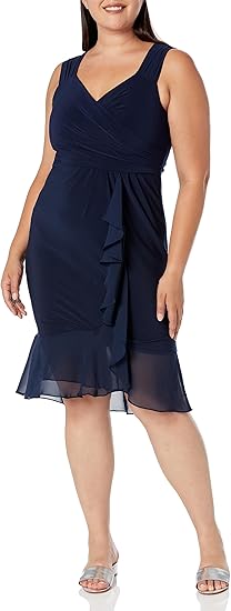 Adrianna Papell Women's Jersey and Chiffon Drape Dress