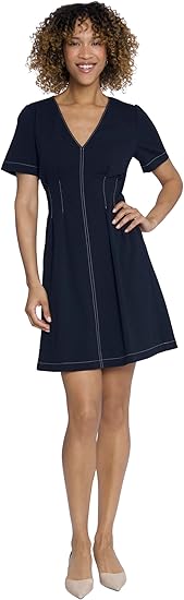 Maggy London Women's Short Sleeve Fit and Flare Scuba Crepe Dress