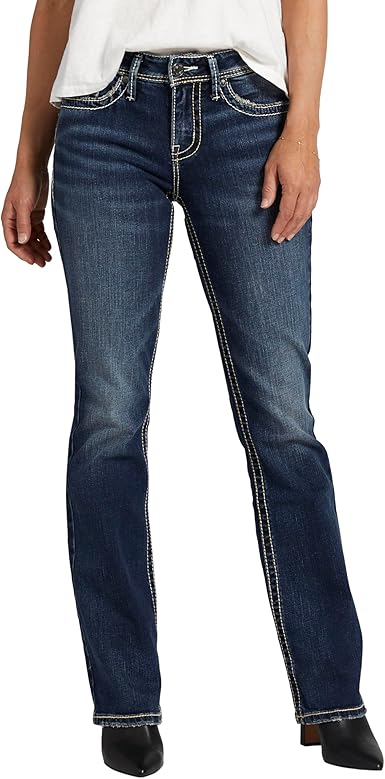 Silver Jeans Co. Women's Suki Mid Rise Slim Bootcut Jeans