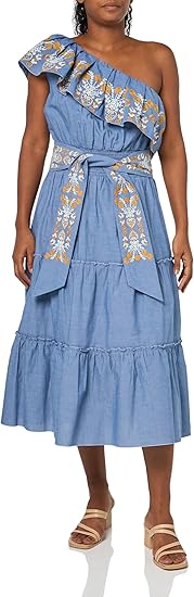 Shoshanna Women's Embroidered Chambray Iris Dress