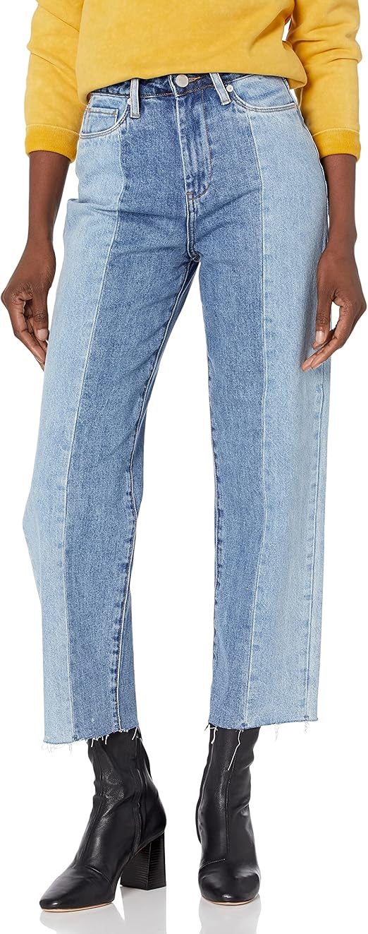 [BLANKNYC] Womens Denim Patchwork Straight Leg Five Pocket Jeans, Stylish Pants & Designer ClothingJeans