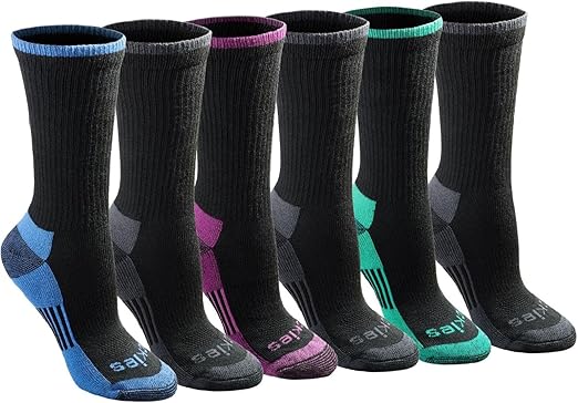 Dickies Women's Dri-Tech Essential Moisture Control Crew Socks, Available in S-XL (6, 12 Pairs)