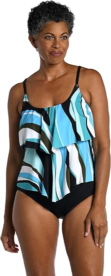 Maxine Of Hollywood Women's 2-Tiered Ruffle Tankini Swimsuit Top