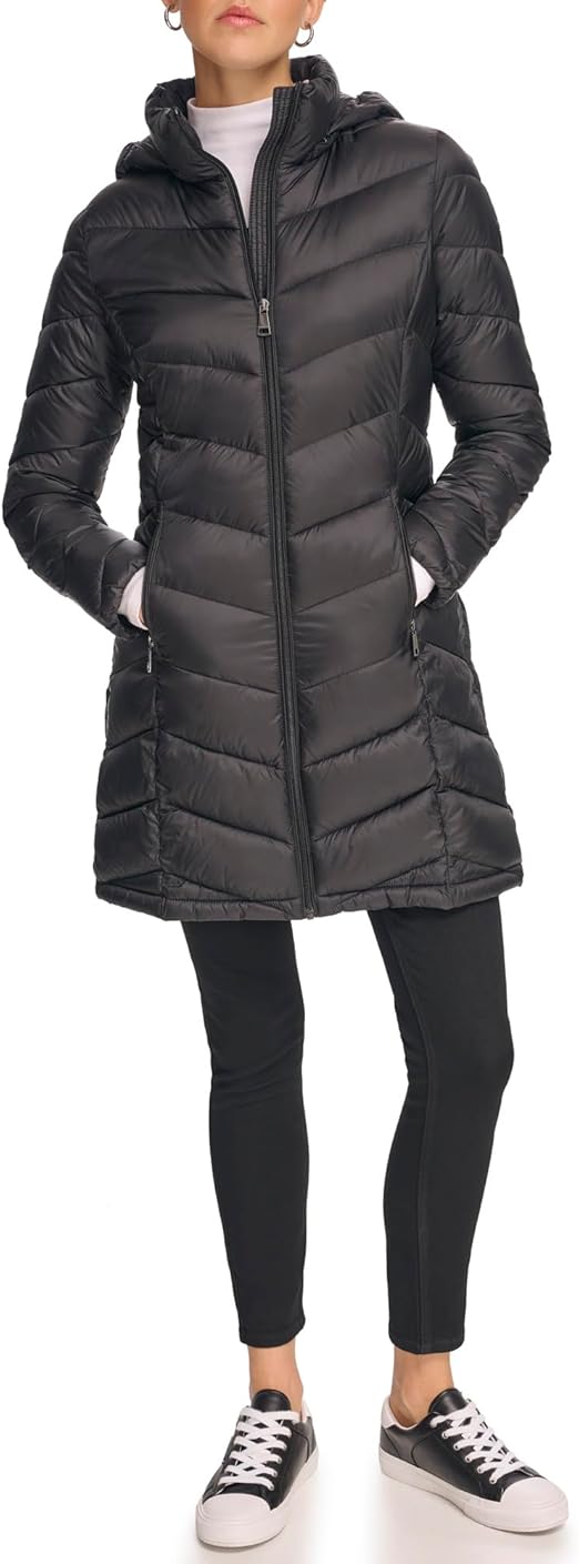 Calvin Klein Women's Light-Weight Hooded Puffer Jacket