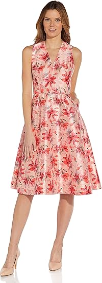 Adrianna Papell Women's Printed Faille Fit and Flare