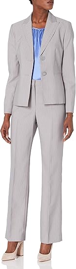 Le Suit Women's Pinstripe 2 Button Jacket Pant Suit