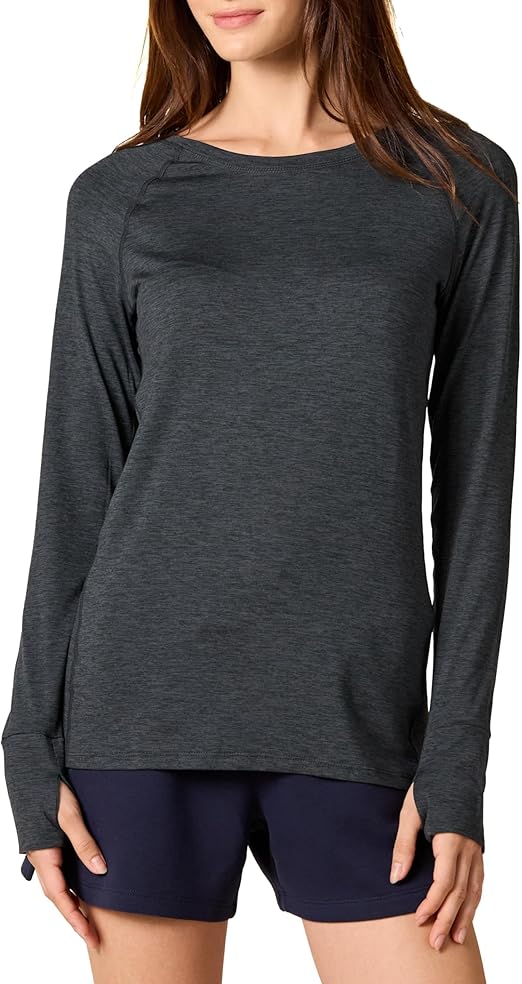 Amazon Essentials Women's Brushed Tech Stretch Long-Sleeve Crewneck Shirt (Available in Plus Size)