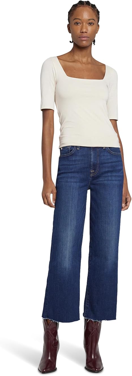 7 For All Mankind Women's Wide-Leg Crop Jeans in Alexa