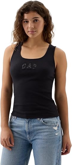 GAP Women's Ribbed Tank Top Logo