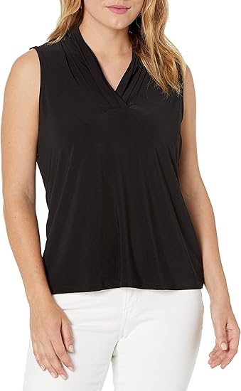 Anne Klein Women's Solid Triple Pleat Top