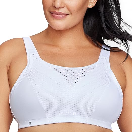 Full Figure Plus Size Custom Control Sports Bra Wirefree #1166 White