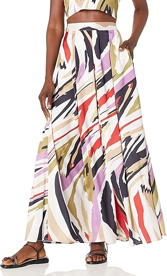 The Drop Women's Plus Size Brushstroke Print Flared Maxi Skirt by @Signedblake