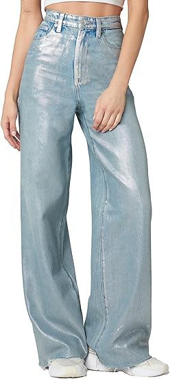 [BLANKNYC] Womens Franklin Denim Distressed Metallic Coated PantJeans