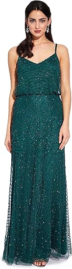 Adrianna Papell Women's Art Deco Beaded Blouson Gown