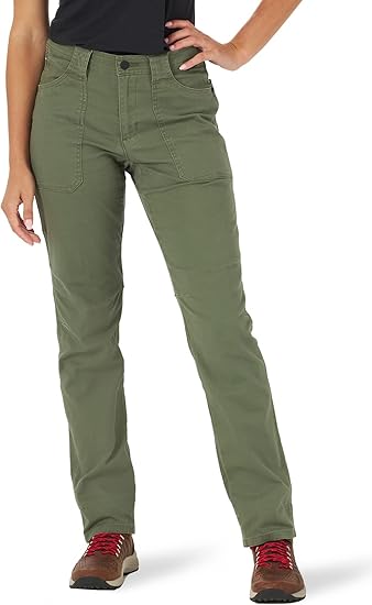 ATG by Wrangler Women's Canvas Slim Fit Pant, Olive, 6