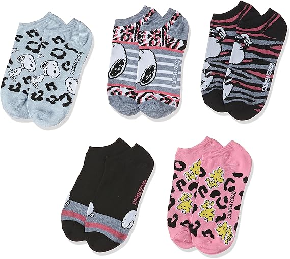 Peanuts Women's 5 Pack No Show Socks