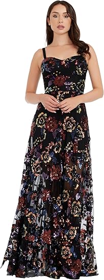 Dress the Population Women's Anabel Fit and Flare Maxi Dress