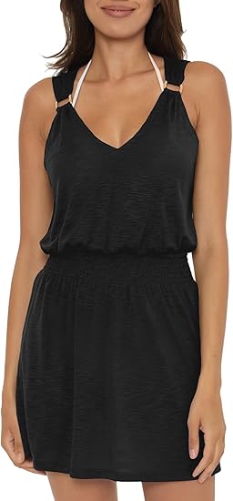 BECCA Breezy Basics Dress, Plunge Neck, Beach Cover Ups for Women