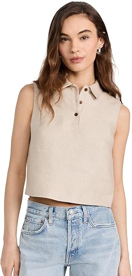 Theory Women's Crop Polo Top