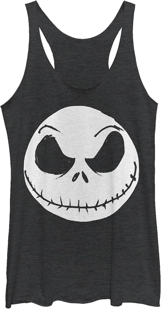 Disney Women's Nightmare Before Christmas Big Face Jack Tri-Blend Racerback Layering Tank