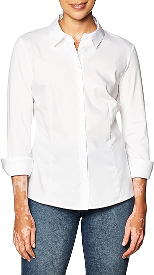 Calvin Klein Women's Knit Combo Blouse with Collar