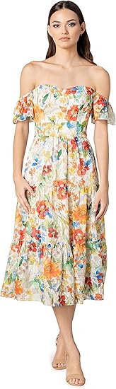 Dress the Population Women's River Fit and Flare Midi Dress