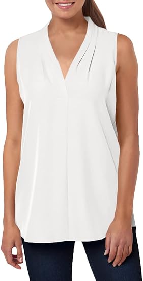 Calvin Klein Women's Sleeveless Blouse with Inverted Pleat (Standard and Plus)