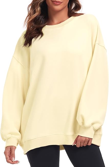 Oversized Sweatshirt for Women Crew Neck Fleece Sweatshirt Casual Long Sleeve Pullover Tops Trendy Clothes