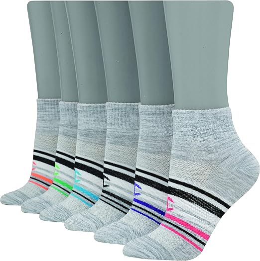 Champion Women's 6-Pack Ankle Socks, Assorted Colors, 5-9