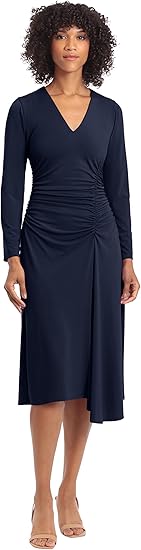 Maggy London Women's V-Neck Matte Jersey Fit and Flare Dress