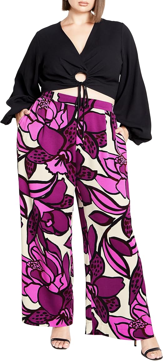 City Chic Women's Apparel Women's CITYCHIC Plus Size Pant PRT, Fiesta Print