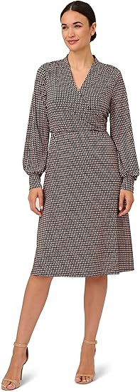 Adrianna Papell Women's Long Sleeve Wrap Midi Dress