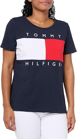 Tommy Hilfiger Women's Sportswear Logo T-Shirt, Sky Captain, XL