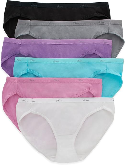 Hanes Women's Bikini Underwear Pack, Moisture-wicking Cotton Bikini Panties, 6-pack (Colors May Vary)