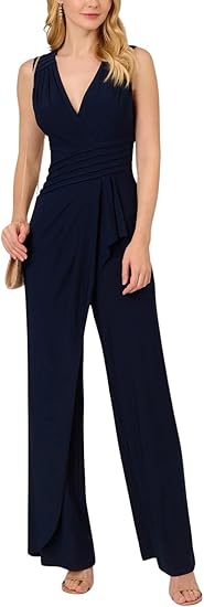 Adrianna Papell Womens Pintuck Jersey JumpsuitJumpsuit