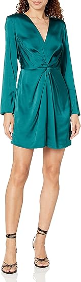 The Drop Women's Tate Twist-Front Deep V-Neck Mini Dress