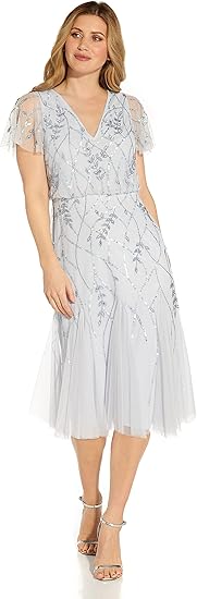 Adrianna Papell Women's Beaded Midi Dress