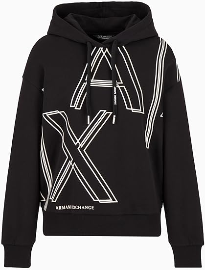 Armani Exchange Women's Ax Outline Logo Print Hoodie Sweatshirt