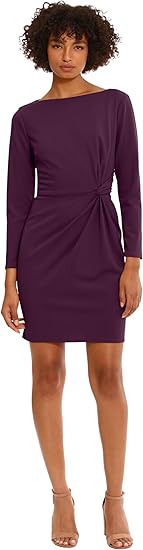 Donna Morgan Women's Side Waist Twist Detail Dress Workwear Office Career Event Party Guest of